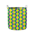 Purple Green And Yellow Mardi Gras Print Collapsible Laundry Basket