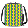 Purple Green And Yellow Mardi Gras Print Crossbody Lunch Bag