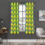 Purple Green And Yellow Mardi Gras Print Curtain