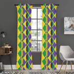 Purple Green And Yellow Mardi Gras Print Curtain