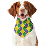 Purple Green And Yellow Mardi Gras Print Dog Bandana