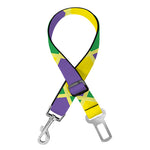 Purple Green And Yellow Mardi Gras Print Dog Seat Belt