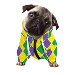 Purple Green And Yellow Mardi Gras Print Dog Zip Up Hoodie
