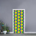 Purple Green And Yellow Mardi Gras Print Door Sticker
