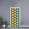 Purple Green And Yellow Mardi Gras Print Door Sticker