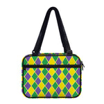 Purple Green And Yellow Mardi Gras Print Double Strap Bible Bag