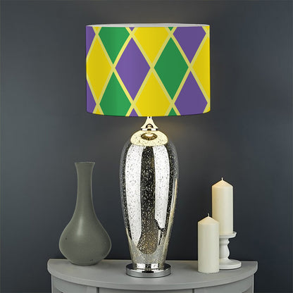 Purple Green And Yellow Mardi Gras Print Drum Lamp Shade