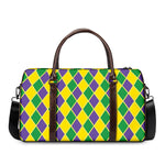 Purple Green And Yellow Mardi Gras Print Duffle Bag