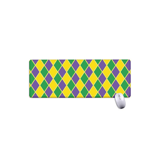 Purple Green And Yellow Mardi Gras Print Extended Mouse Pad
