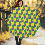 Purple Green And Yellow Mardi Gras Print Foldable Umbrella