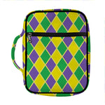 Purple Green And Yellow Mardi Gras Print Front Pocket Bible Bag