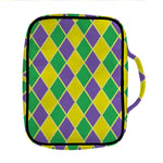 Purple Green And Yellow Mardi Gras Print Front Pocket Bible Bag
