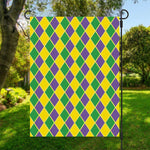 Purple Green And Yellow Mardi Gras Print Garden Flag