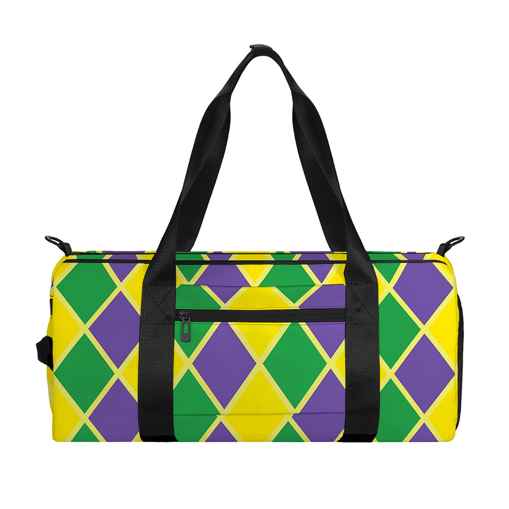 Purple Green And Yellow Mardi Gras Print Gym Bag