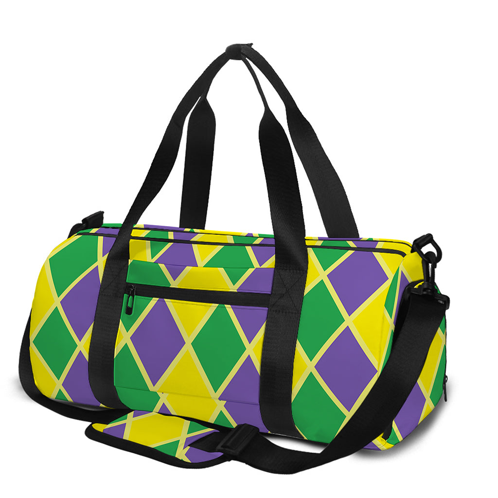 Purple Green And Yellow Mardi Gras Print Gym Bag