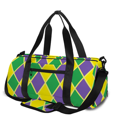 Purple Green And Yellow Mardi Gras Print Gym Bag