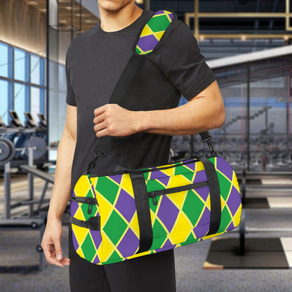 Purple Green And Yellow Mardi Gras Print Gym Bag