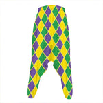 Purple Green And Yellow Mardi Gras Print Hammer Pants