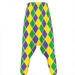 Purple Green And Yellow Mardi Gras Print Hammer Pants