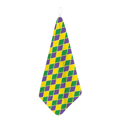 Purple Green And Yellow Mardi Gras Print Hand Towel