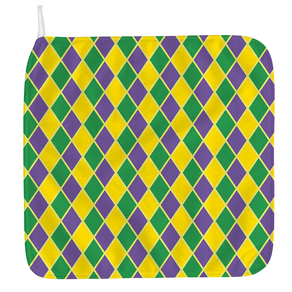 Purple Green And Yellow Mardi Gras Print Hand Towel