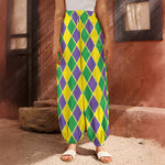 Purple Green And Yellow Mardi Gras Print Harem Pants