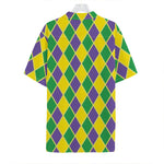 Purple Green And Yellow Mardi Gras Print Hawaiian Shirt