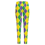 Purple Green And Yellow Mardi Gras Print High-Waisted Pocket Leggings