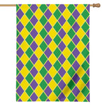Purple Green And Yellow Mardi Gras Print House Flag