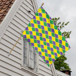 Purple Green And Yellow Mardi Gras Print House Flag