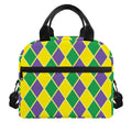 Purple Green And Yellow Mardi Gras Print Insulated Lunch Bag