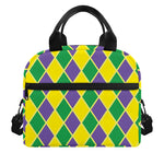Purple Green And Yellow Mardi Gras Print Insulated Lunch Bag