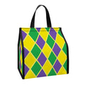 Purple Green And Yellow Mardi Gras Print Insulated Lunch Tote