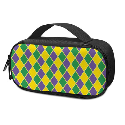 Purple Green And Yellow Mardi Gras Print Insulin Cooler Travel Case