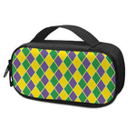 Purple Green And Yellow Mardi Gras Print Insulin Cooler Travel Case
