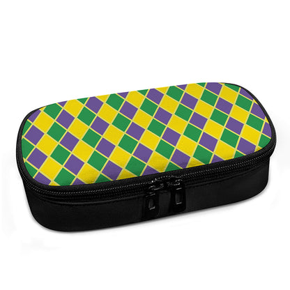 Purple Green And Yellow Mardi Gras Print Insulin Cooler Travel Case