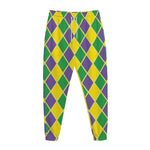 Purple Green And Yellow Mardi Gras Print Jogger Pants
