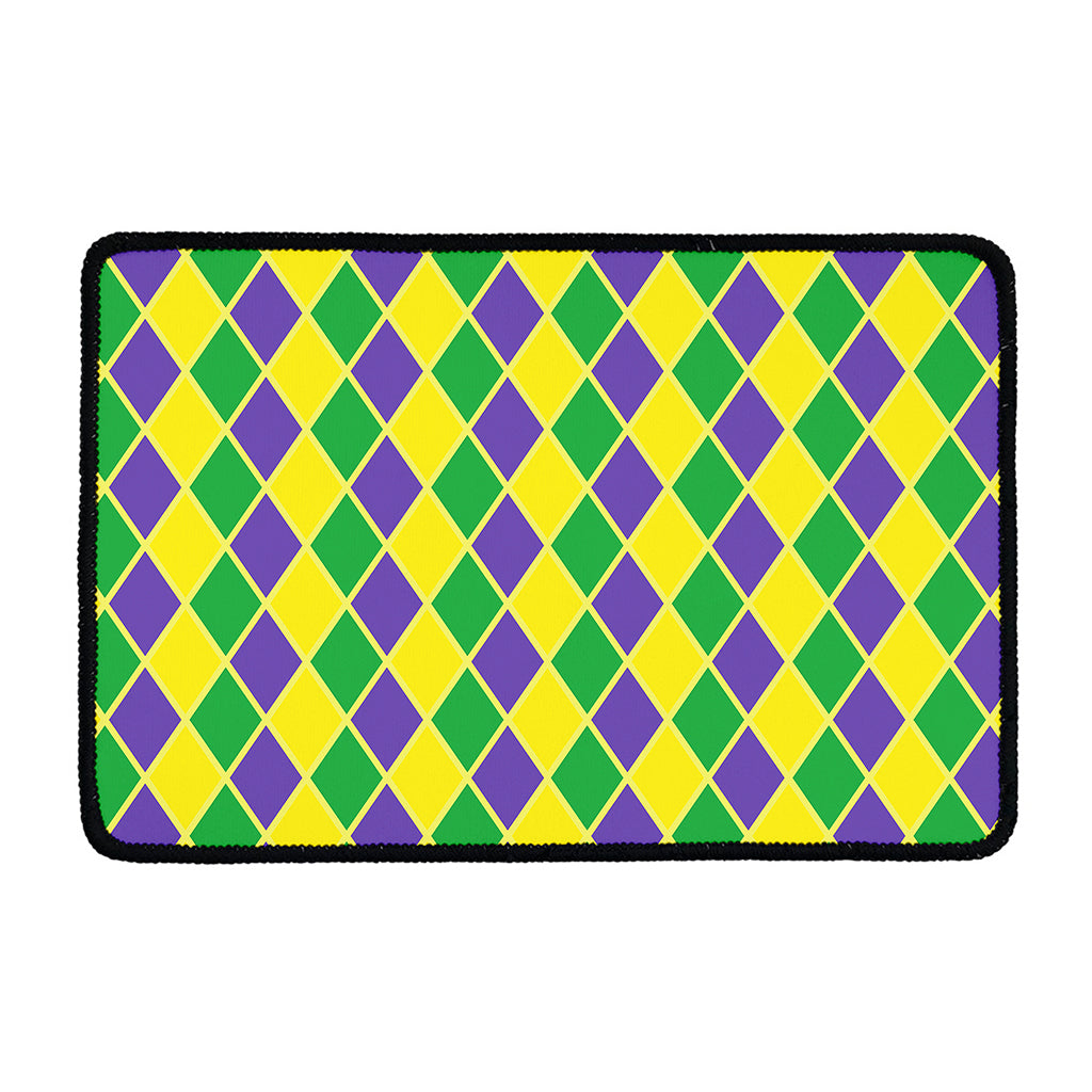 Purple Green And Yellow Mardi Gras Print Kitchen Mat