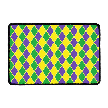 Purple Green And Yellow Mardi Gras Print Kitchen Mat