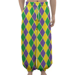 Purple Green And Yellow Mardi Gras Print Lantern Pants