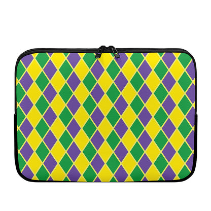 Purple Green And Yellow Mardi Gras Print Laptop Sleeve