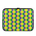 Purple Green And Yellow Mardi Gras Print Laptop Sleeve