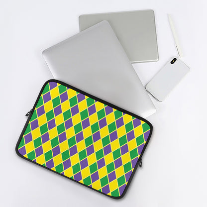 Purple Green And Yellow Mardi Gras Print Laptop Sleeve