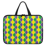 Purple Green And Yellow Mardi Gras Print Laptop Sleeve With Handle