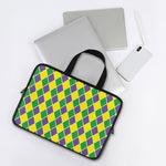 Purple Green And Yellow Mardi Gras Print Laptop Sleeve With Handle