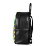 Purple Green And Yellow Mardi Gras Print Leather Backpack