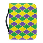 Purple Green And Yellow Mardi Gras Print Leather Bible Cover