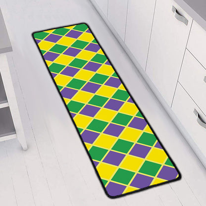 Purple Green And Yellow Mardi Gras Print Long Kitchen Mat