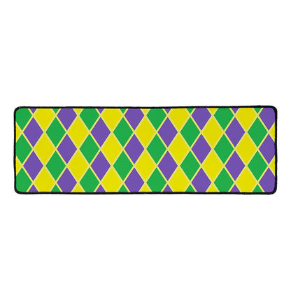 Purple Green And Yellow Mardi Gras Print Long Kitchen Mat
