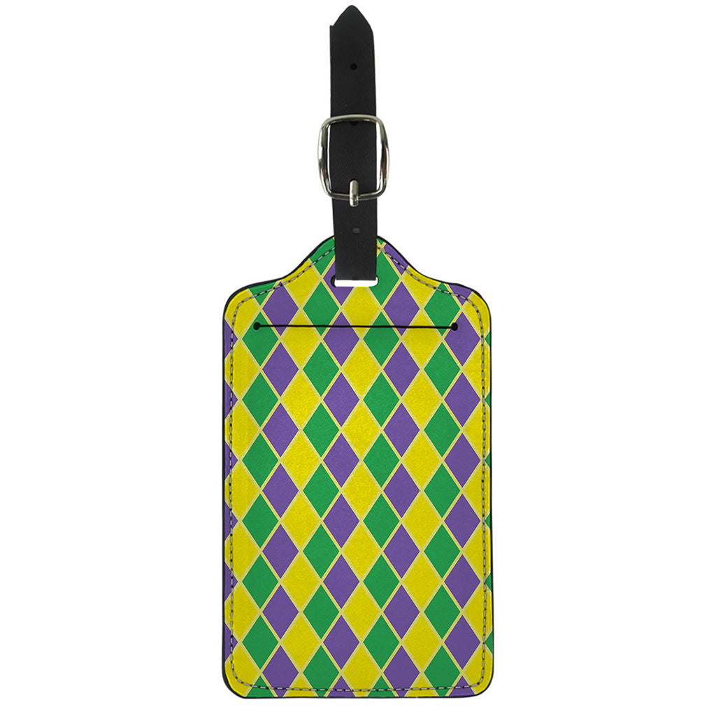 Purple Green And Yellow Mardi Gras Print Luggage Tag
